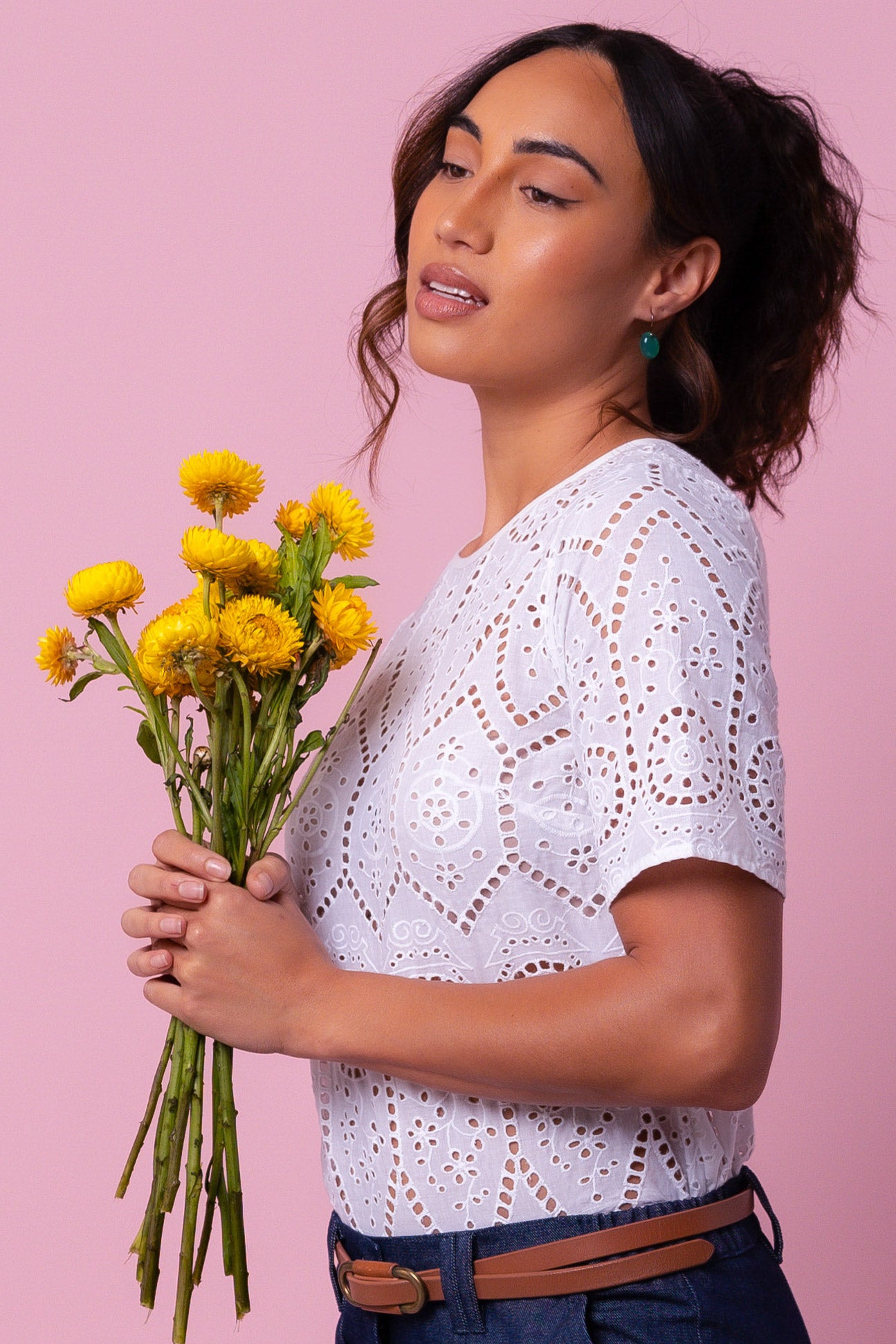 Delilah Top White Embroidery