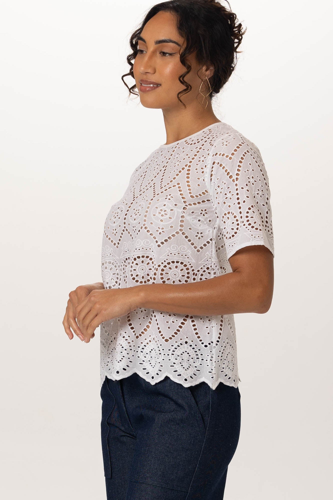 Delilah Top White Embroidery