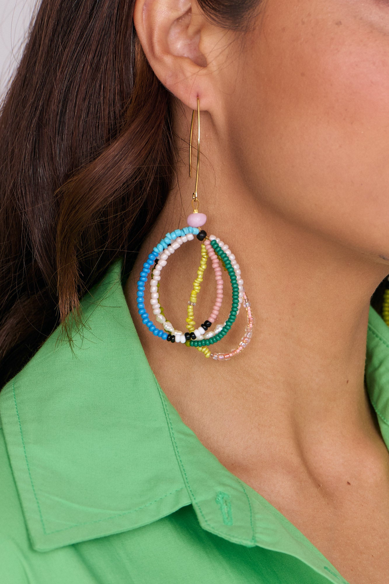 Seed Bead Hoop Earrings