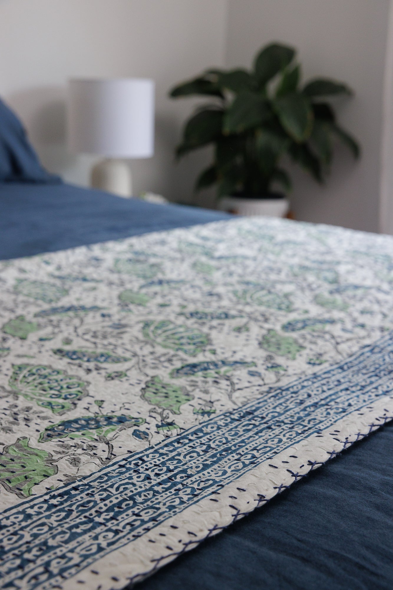 Kantha Quilt Floral Mint