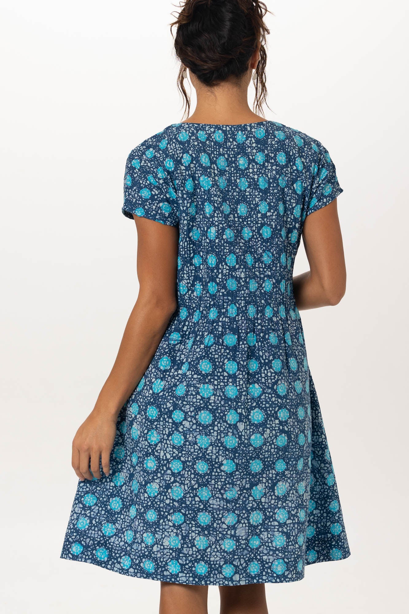 Folk Dress Aqua Crackle