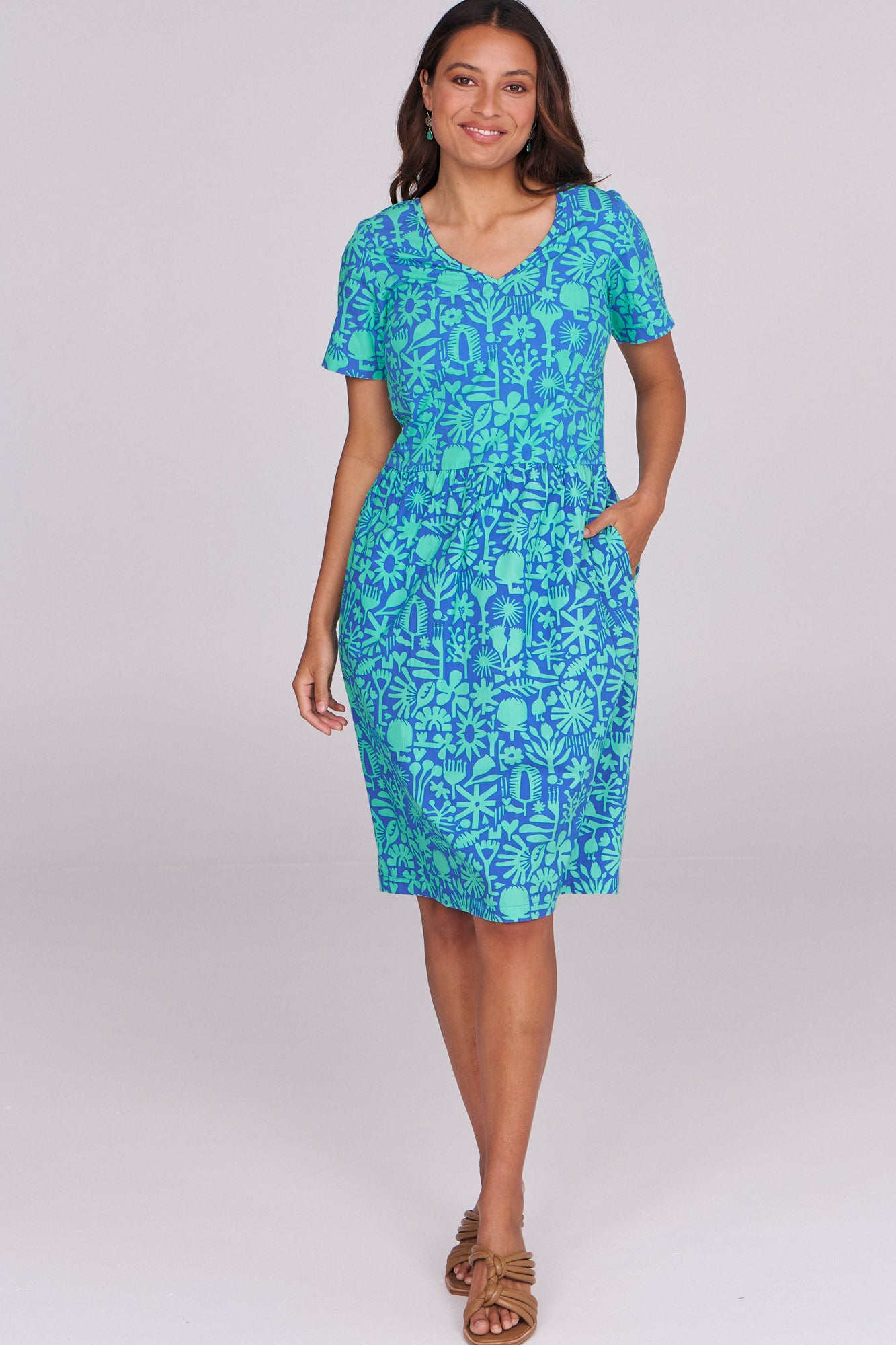 Frankie Dress Bush Blooms Ocean