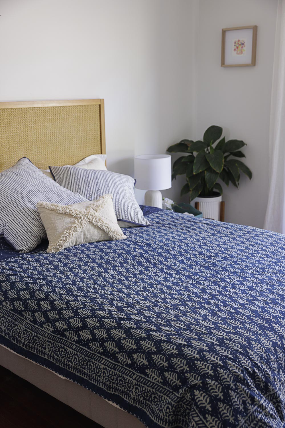 Kantha Quilt Indigo Fronds