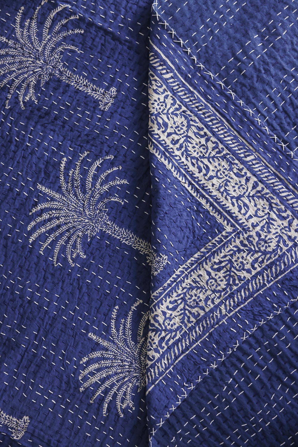 Indigo online Palm Cotton Kantha Quilt