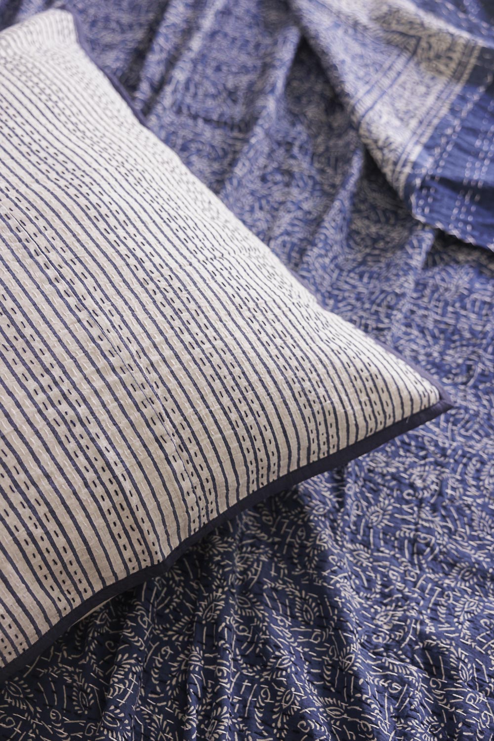 Kantha European Pillowcase Indigo