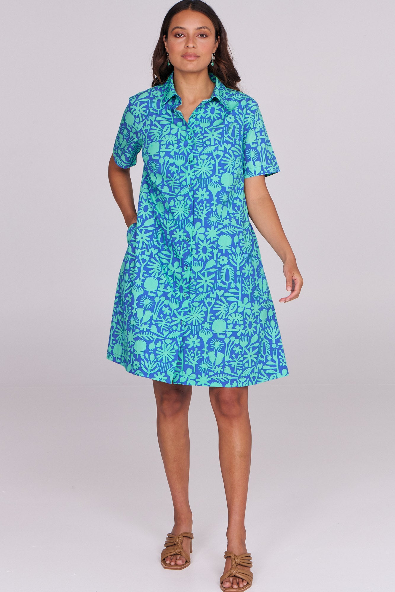 Queenie Dress Bush Bloom Ocean