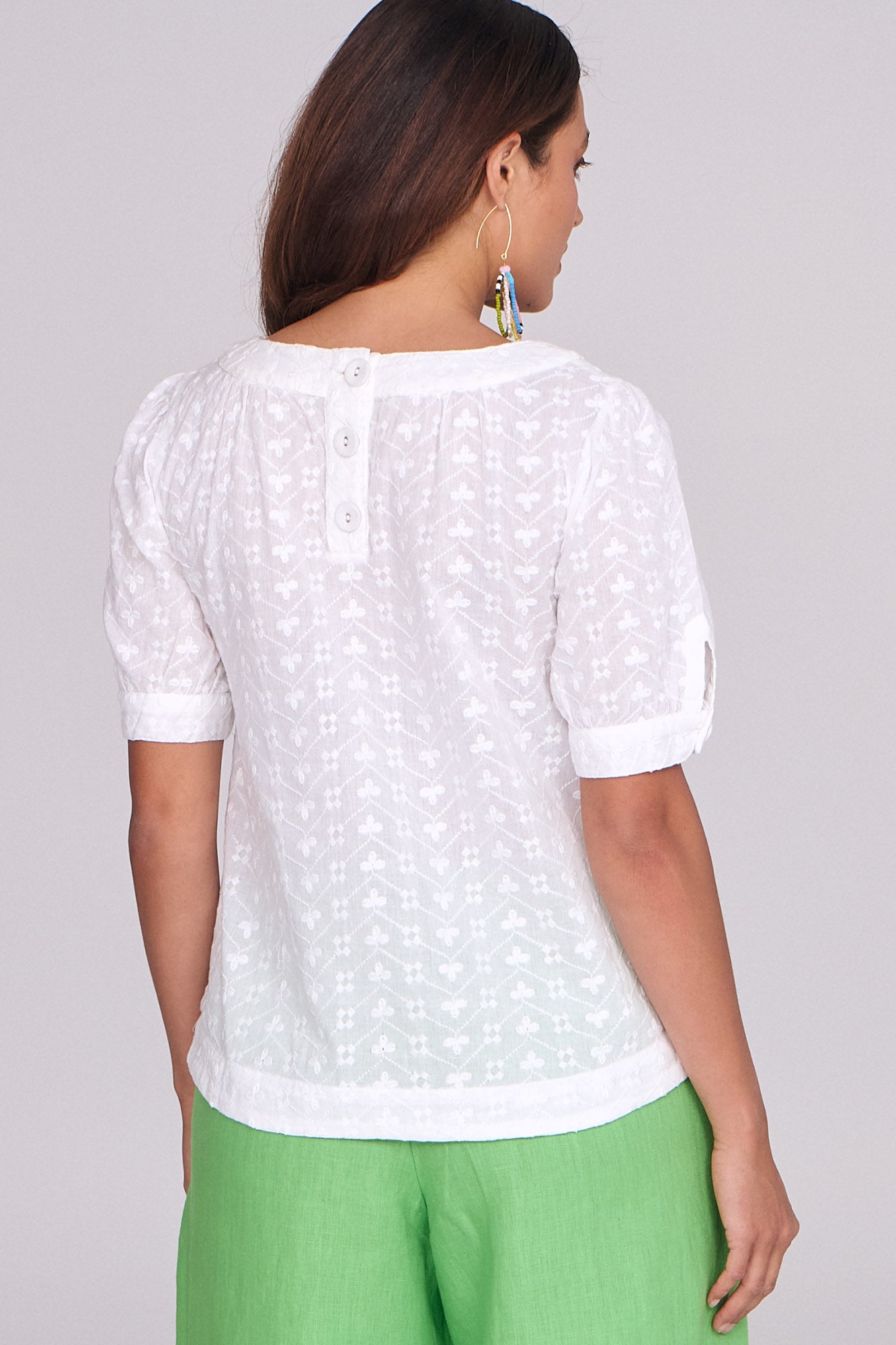 Teddie Shirt White Embroidery