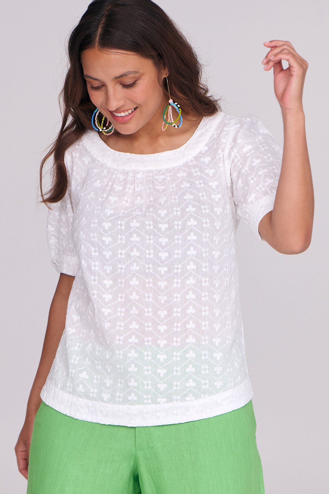 Teddie Shirt White Embroidery