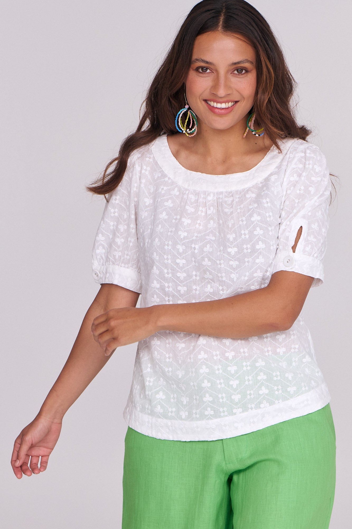 Teddie Shirt White Embroidery