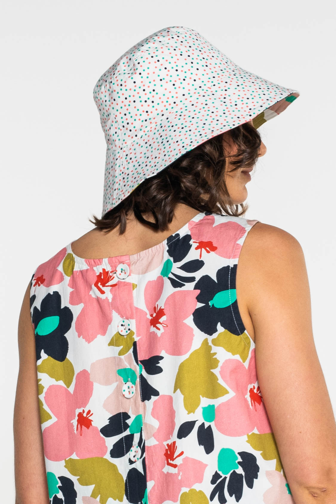 Reversible Bucket Hat Retro Bloom/Spotty